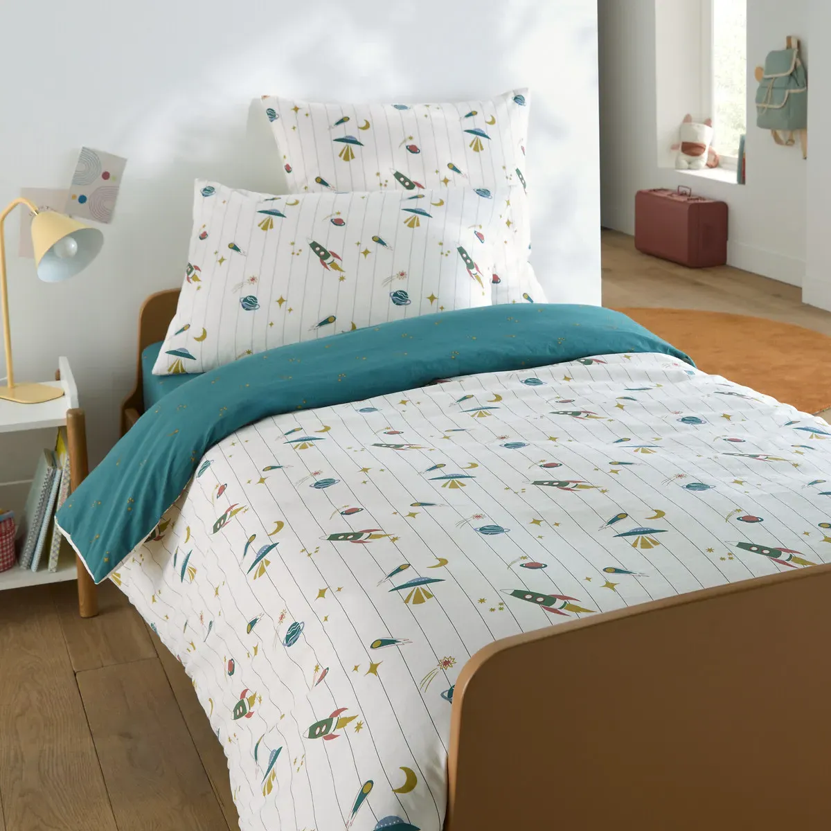 Egor Rocket Print Pillowcase - Printed, Washed Cotton alternate view