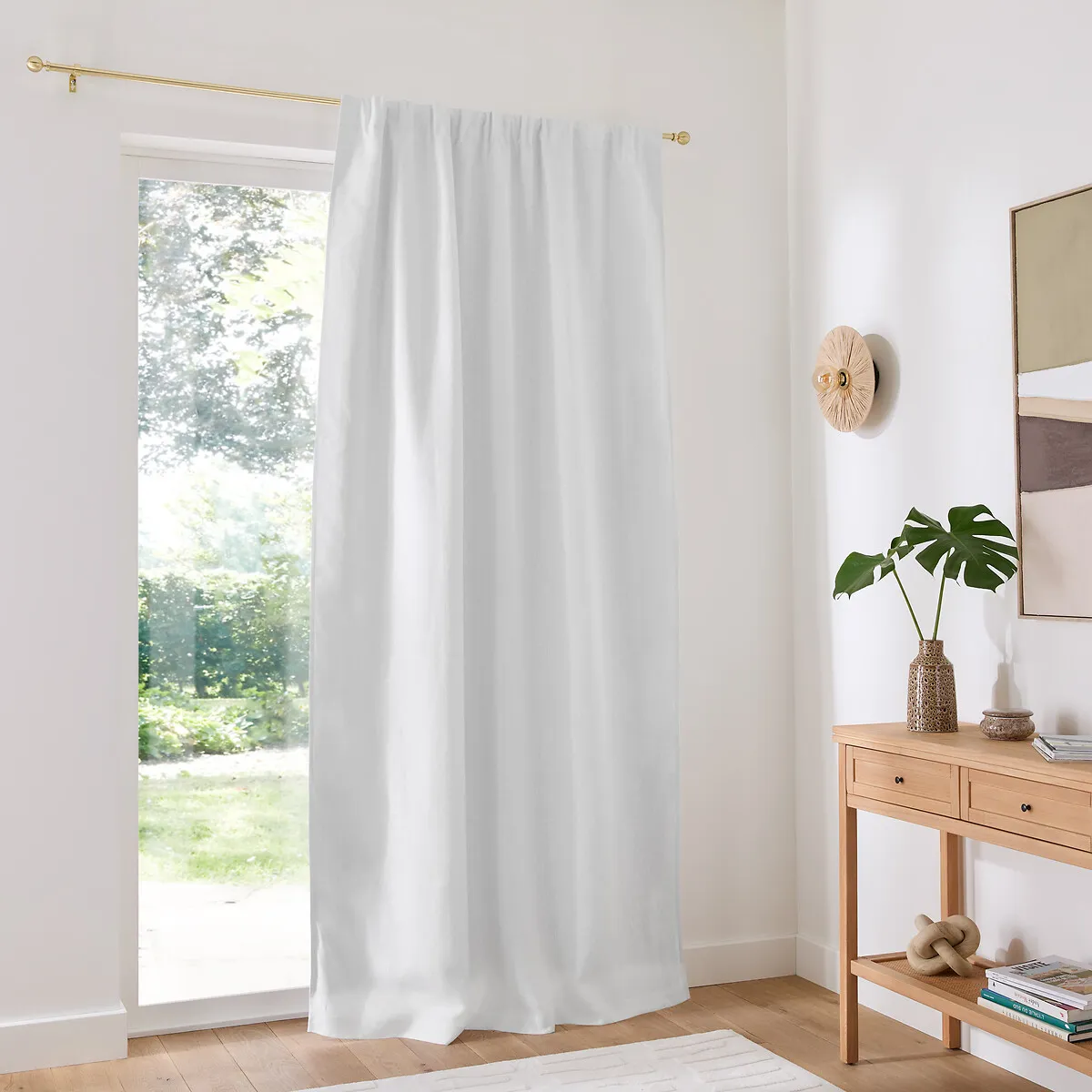 Elba Blackout Curtain Pencil Pleat and Wave - White, Linen alternate view