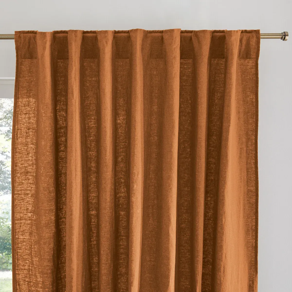 Elba Hidden Tab Curtain - Caramel, Linen product