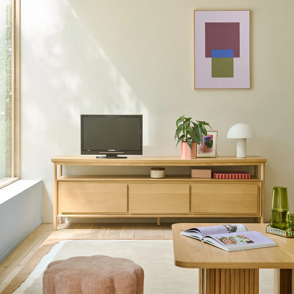 Elina 3-Drawer TV Unit - Oak, MDF Veneer alternate view