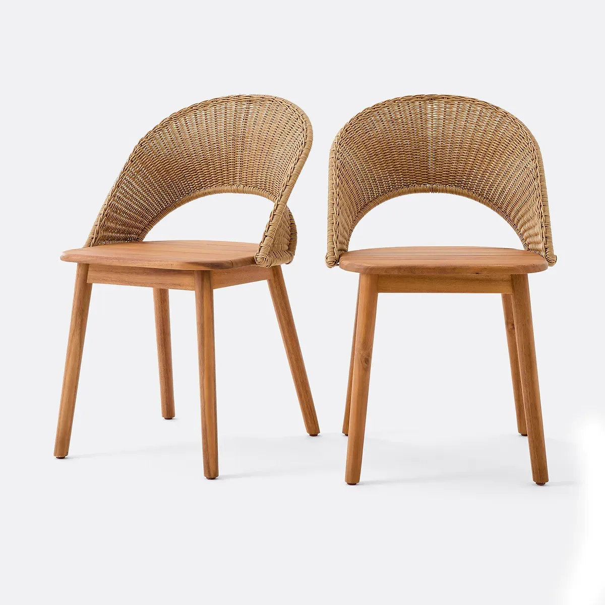 Elisole Set of 2 Garden Chairs - Natural, Solid Acacia product