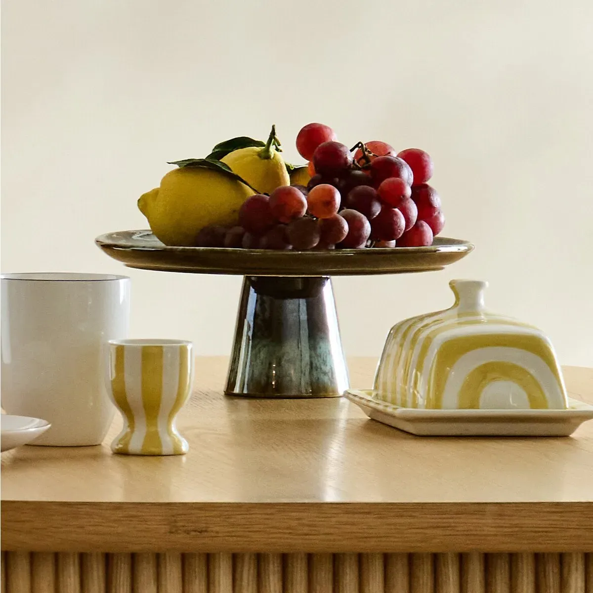 Elissa Reactive Glazed Stoneware Cake Stand - Bronze alternate view