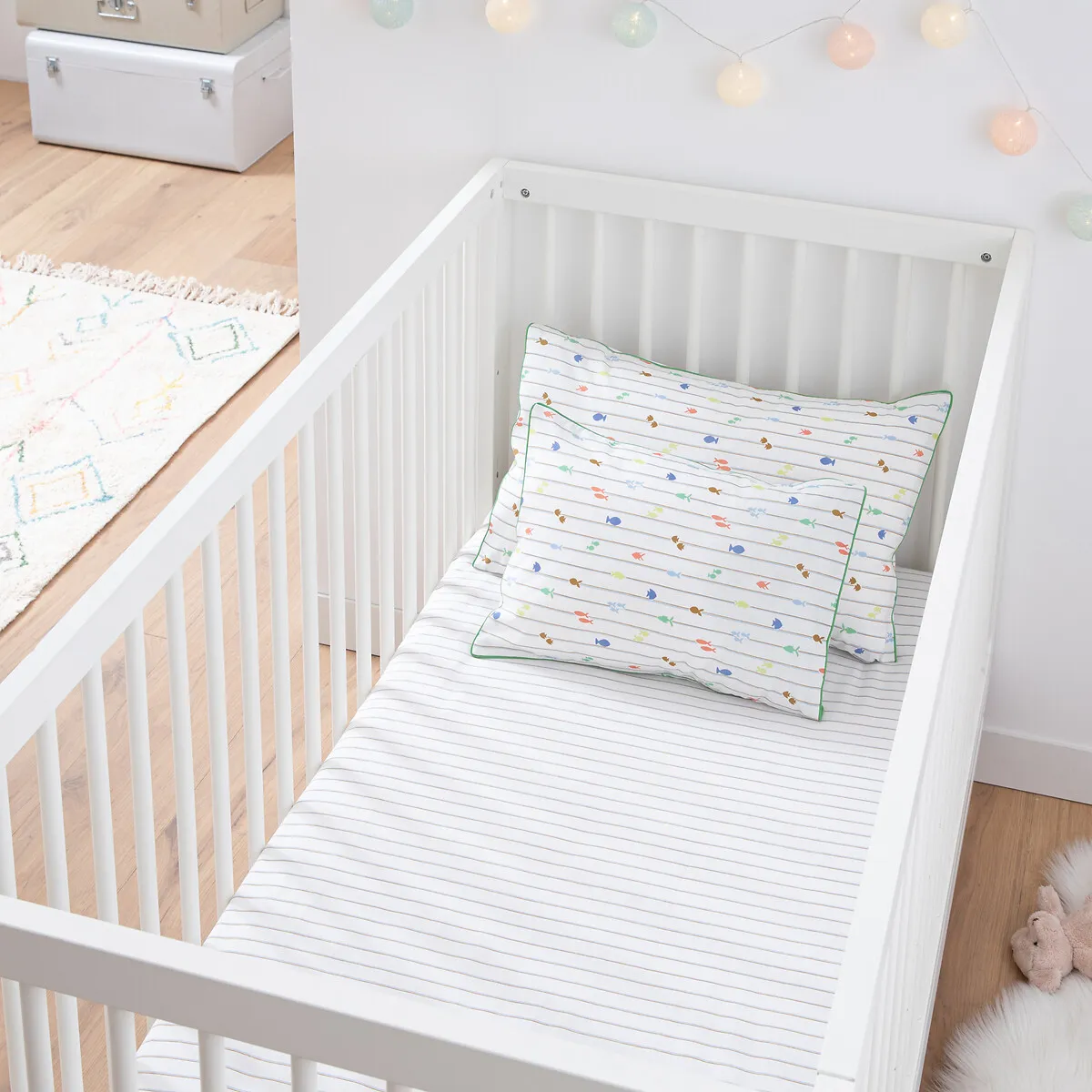Elliot 17cm Fitted Sheet - Striped, Cotton Percale product