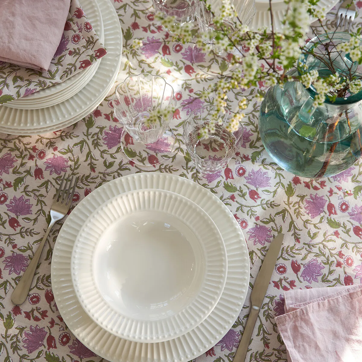 Elsie Set of 4 Napkins Floral Print - Mauve, Washed Cotton alternate view