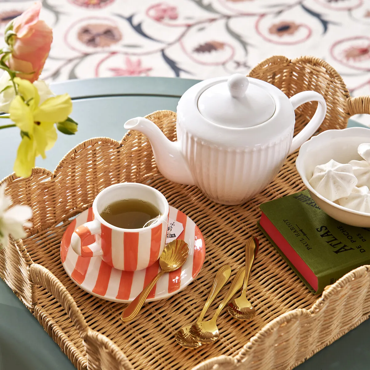 Elysia Rectangular Rattan Tray with Handles - Natural alternate view