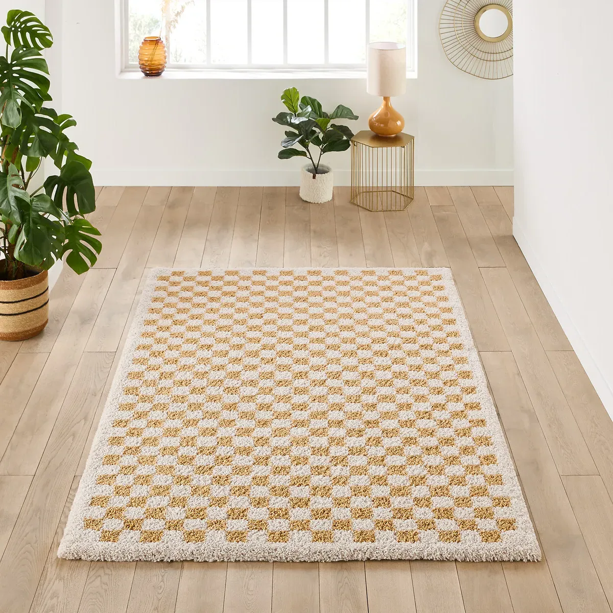 Eras Checkerboard Rug - Yellow, Polypropylene product