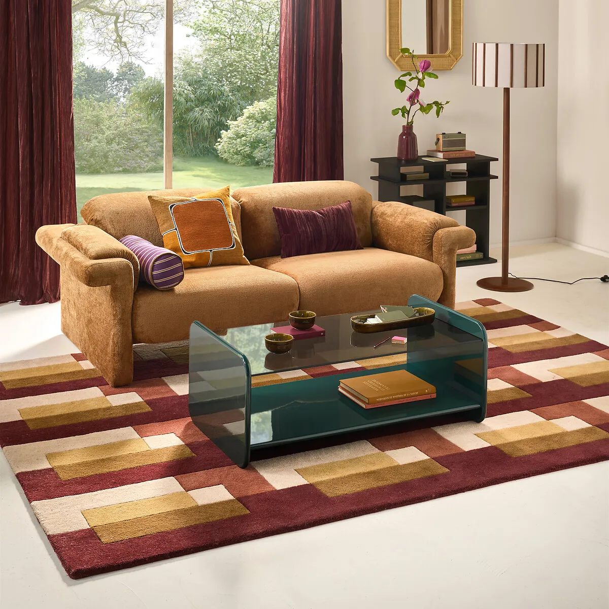 Ericson Rectangular Coffee Table - Green, Tempered Glass alternate view
