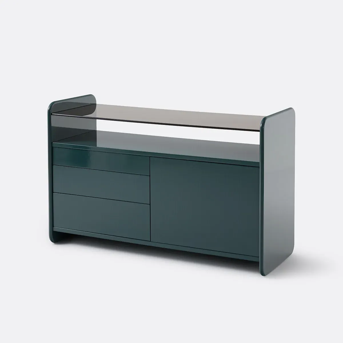 Ericson Sideboard 1 Door 3 Drawers with Glass Top - Green, MDF product