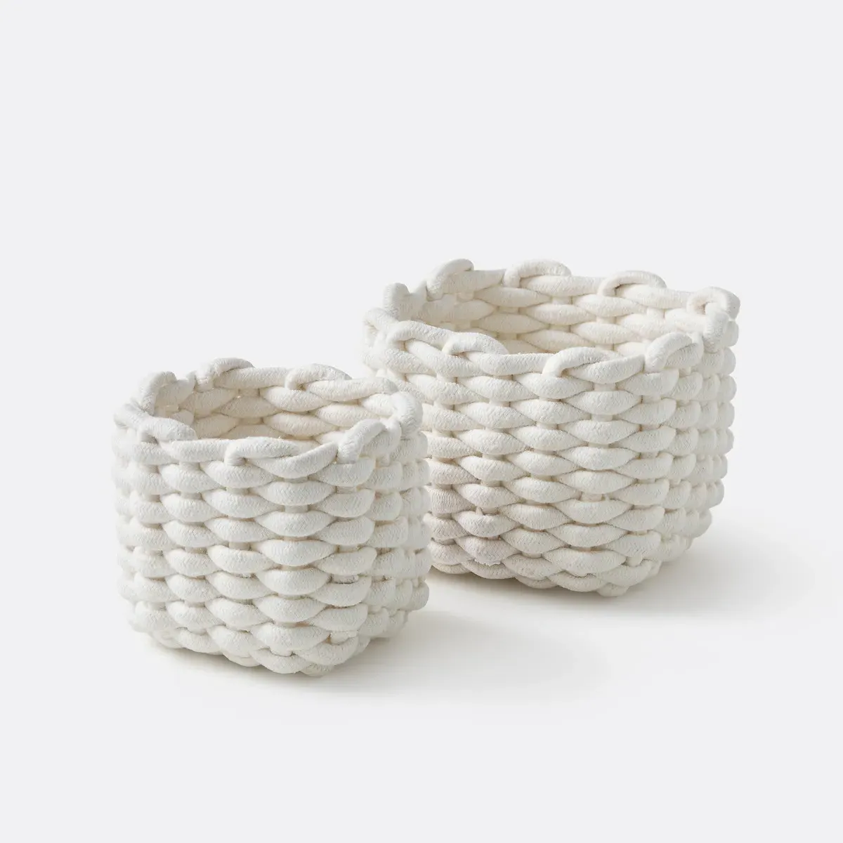 Esiak Set of 2 Chunky Knitted Baskets - Ecru, Cotton product