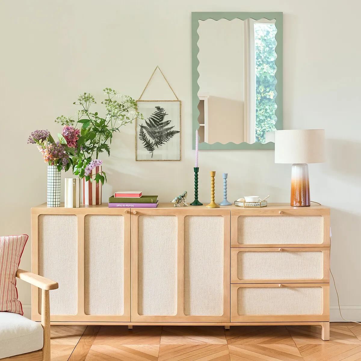 Esmara Sideboard with Drawers - Ash, Linen alternate view