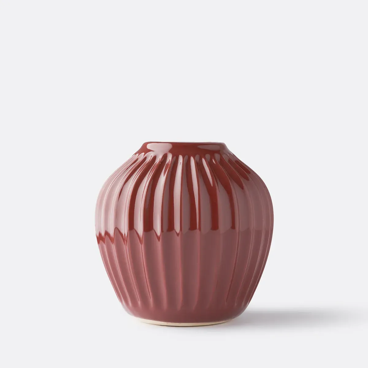 Estria Grooved Ceramic Vase - Dark Red product