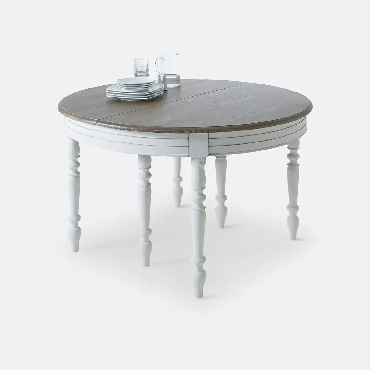 Eulali Extendable 4-12 Seater Dining Table - Ivory, Pine & Oak Veneer product