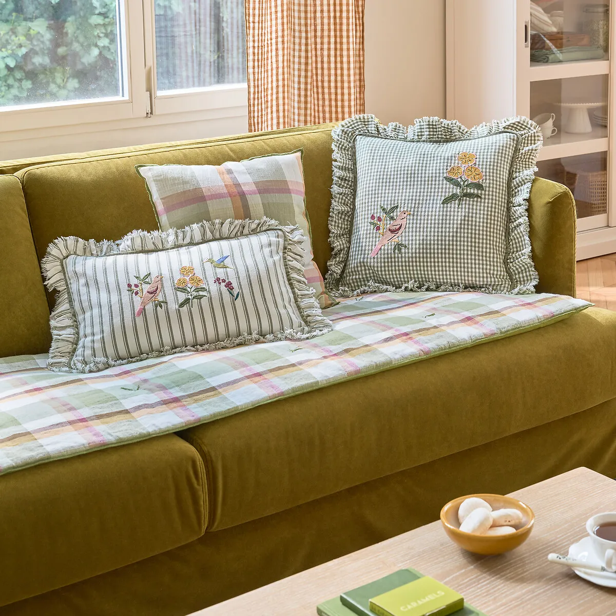 Evie Cushion Cover - Green, Cotton alternate view