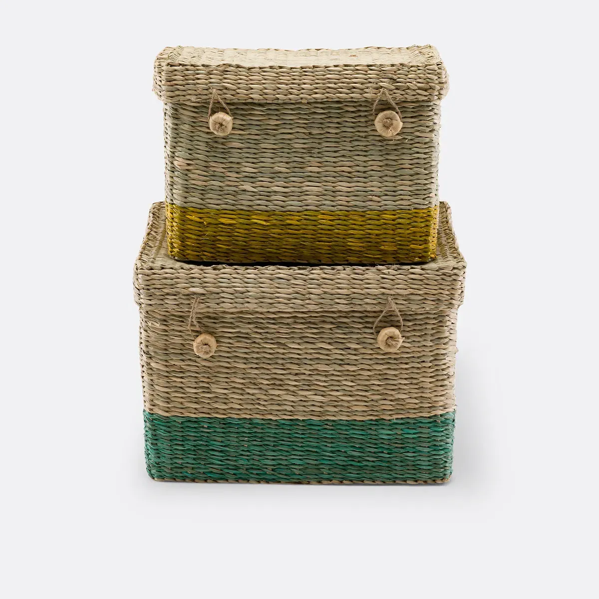 Fanero Set of 2 Storage Trunks with Lids - Woven Grass alternate view