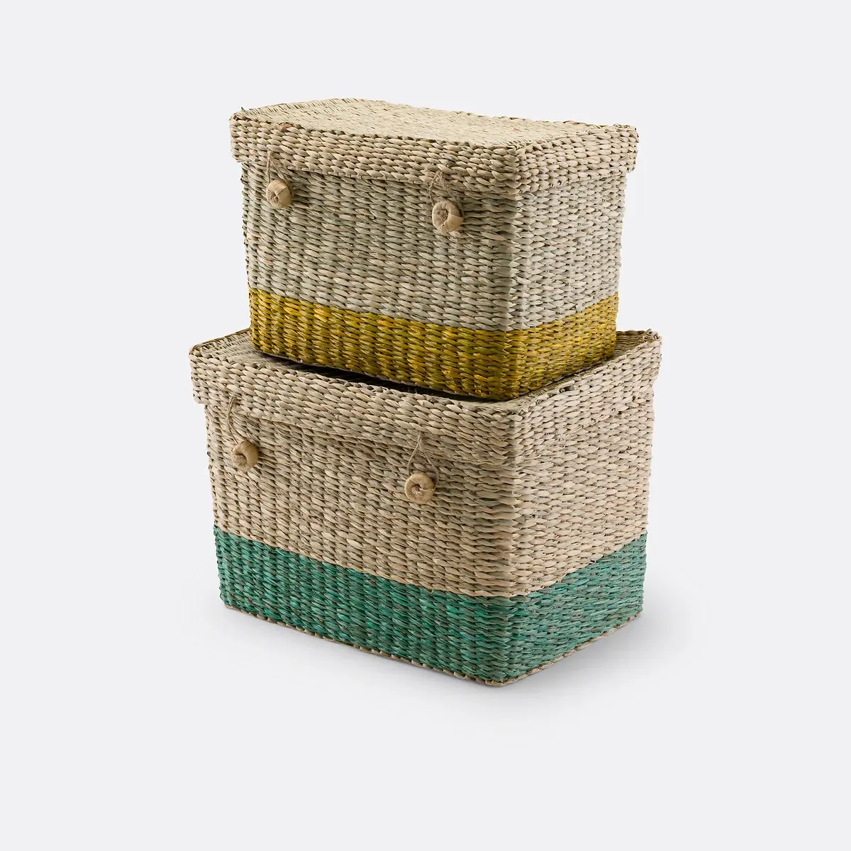 Fanero Set of 2 Storage Trunks with Lids - Woven Grass product