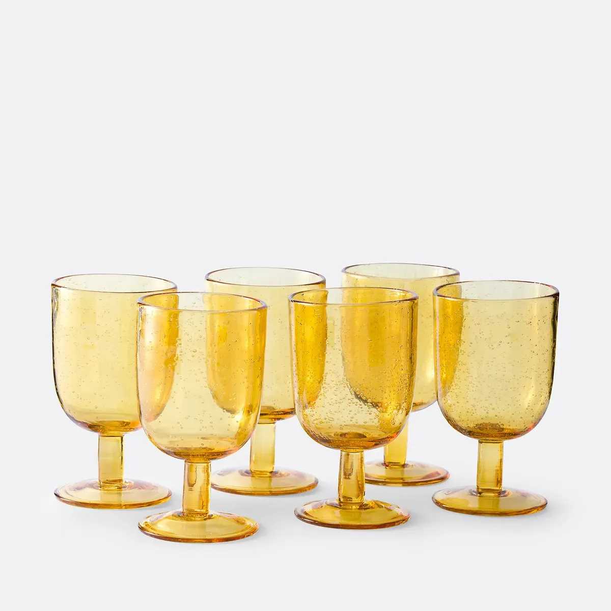 Faraji Set of 6 Bubbled Stem Glasses - Amber product