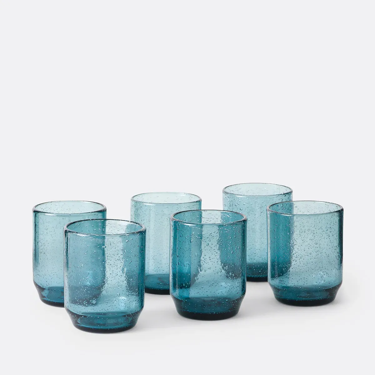 Faraji Set of 6 Tumblers - Blue, Bubble Glass product