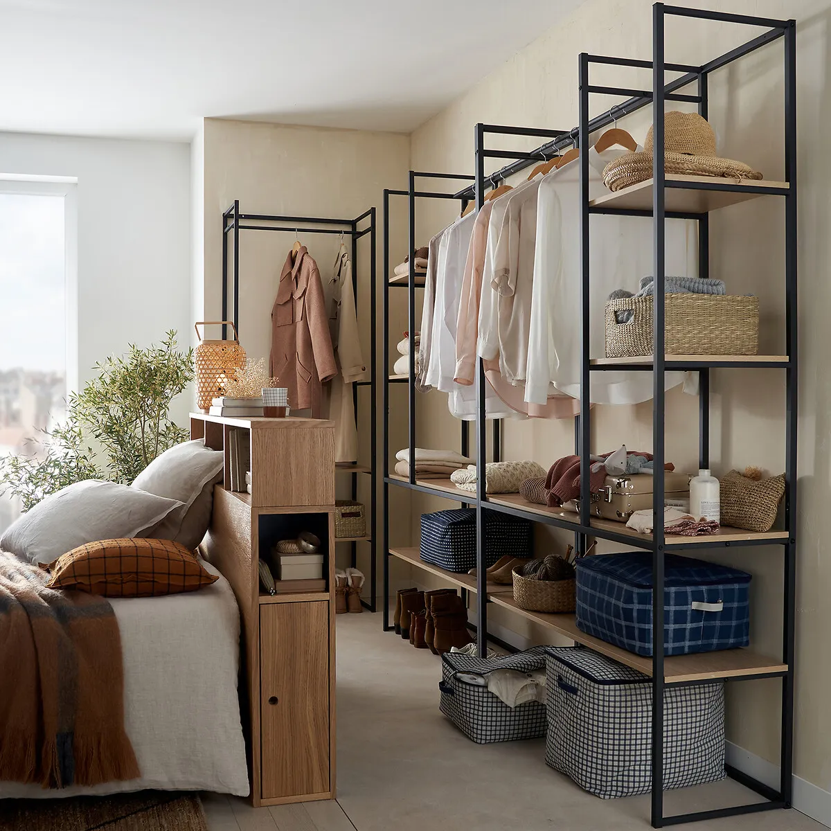 Farla Wardrobe Module - Oak, Black Metal alternate view