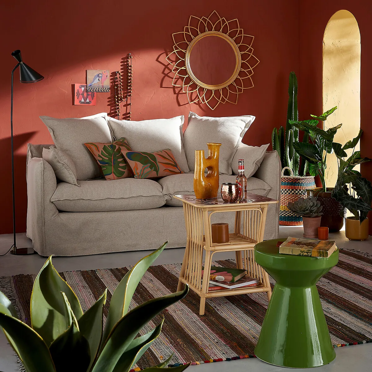 Farria Adjustable Floor Lamp - Cedar Green, Iron alternate view