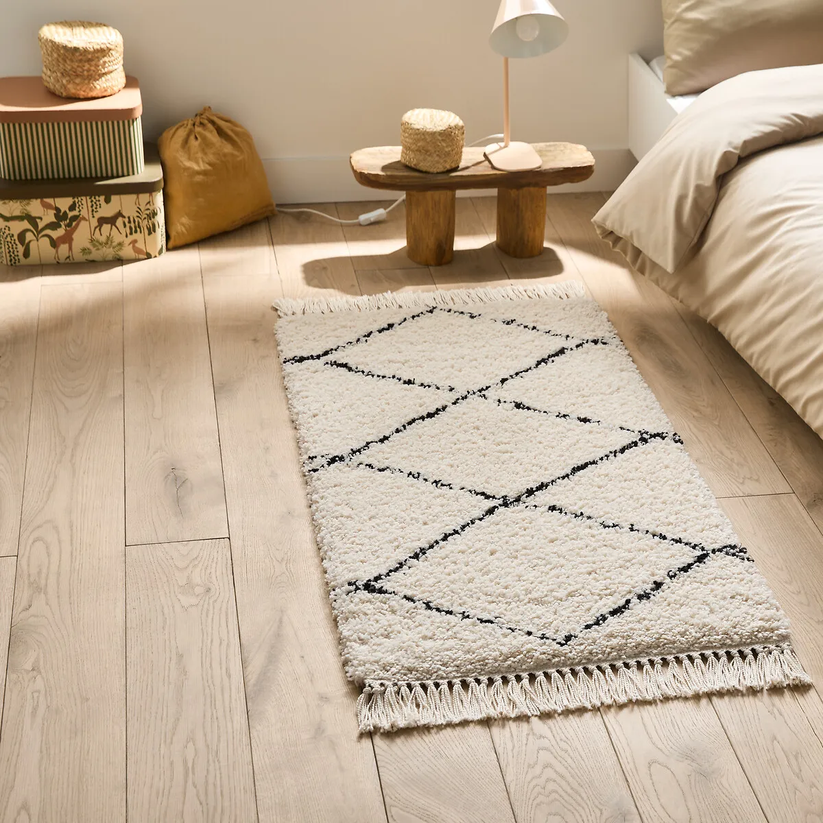 Fatouh Berber-Style Bedside Rug - Ecru, Polypropylene product