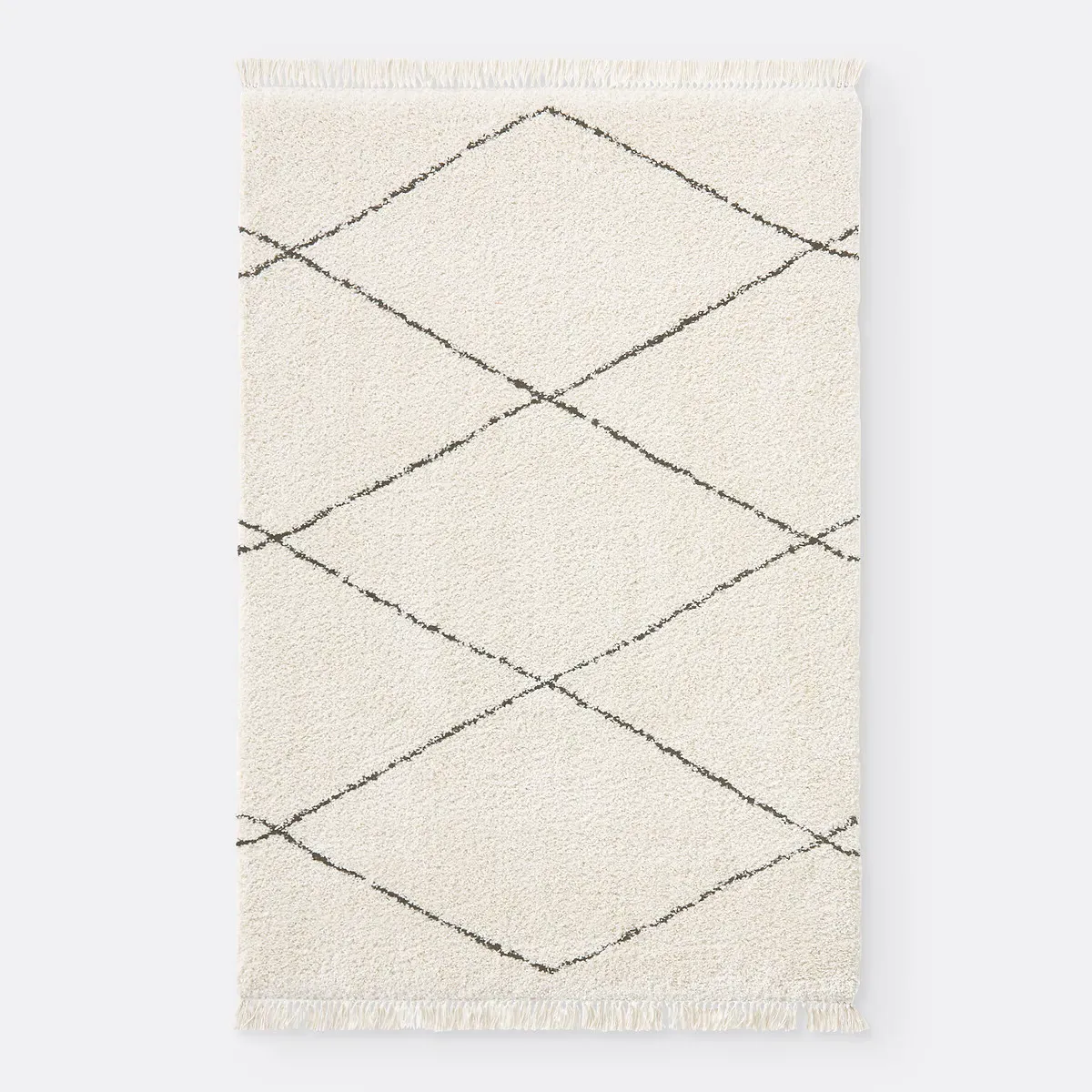 Fatouh Berber Style Fringed Rug - Ecru, Polypropylene alternate view