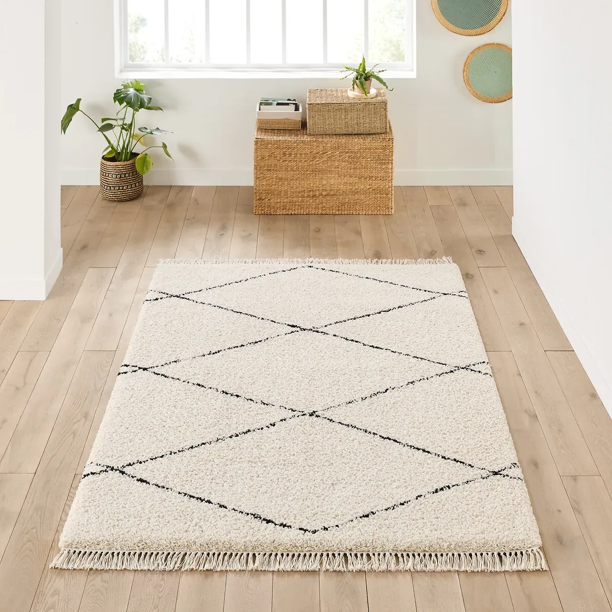 Fatouh Berber Style Fringed Rug - Ecru, Polypropylene product
