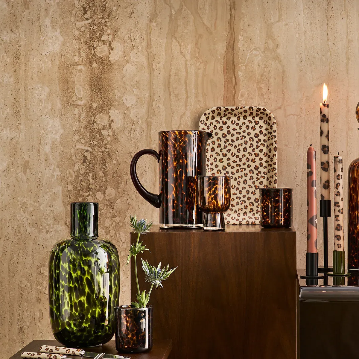 Fauvita Leopard Print Carafe - Amber, Glass alternate view