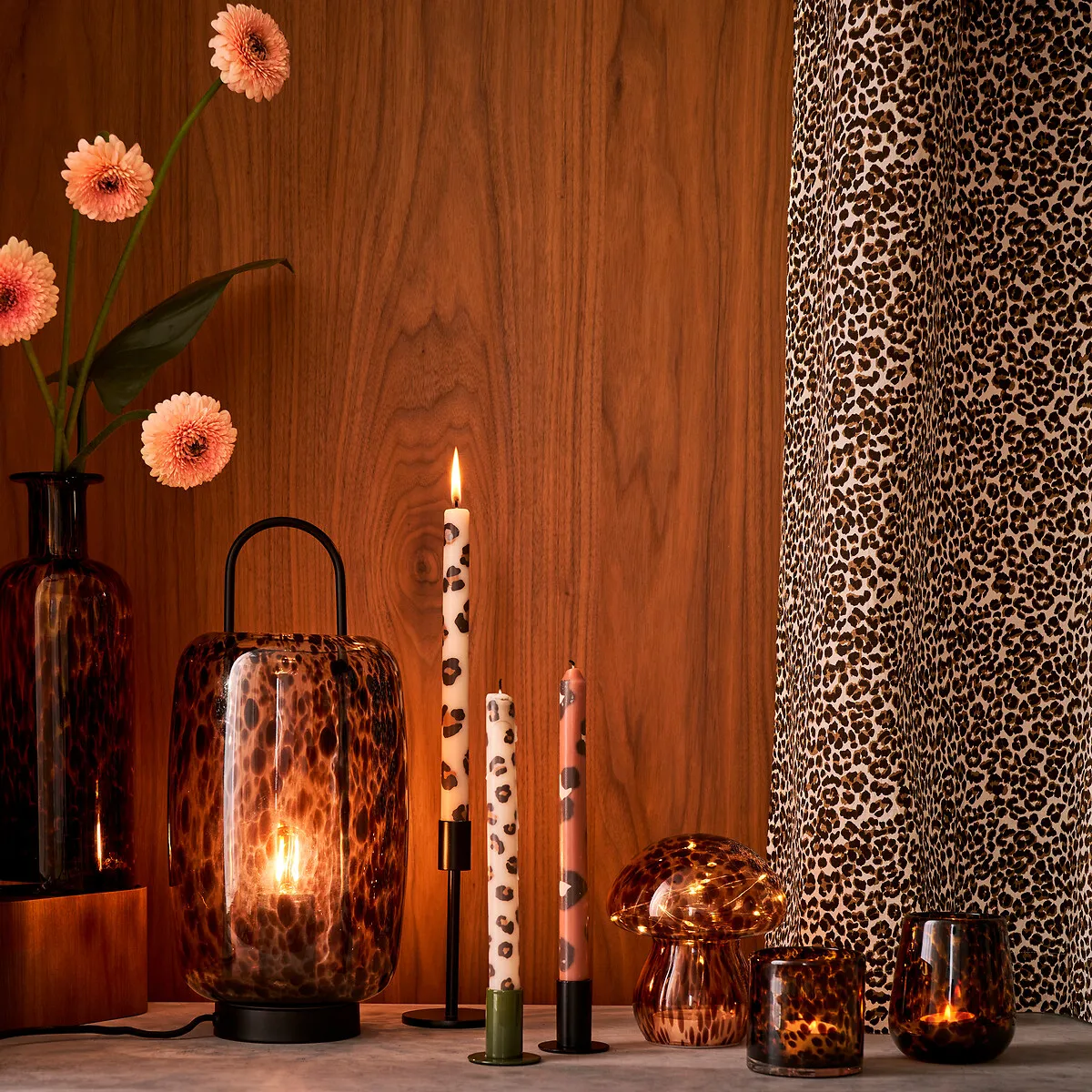 Fauvita Set of 2 Tealight Holders - Amber, Glass alternate view