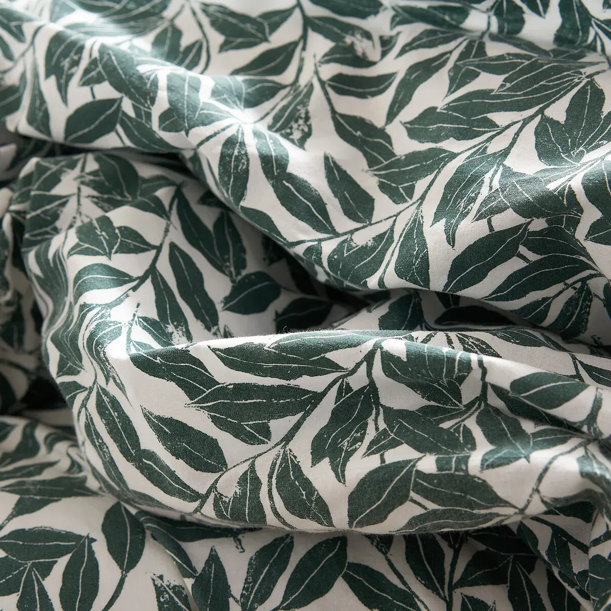 Feuillage Foliage Double Duvet Cover - Green, Washed Cotton alternate view