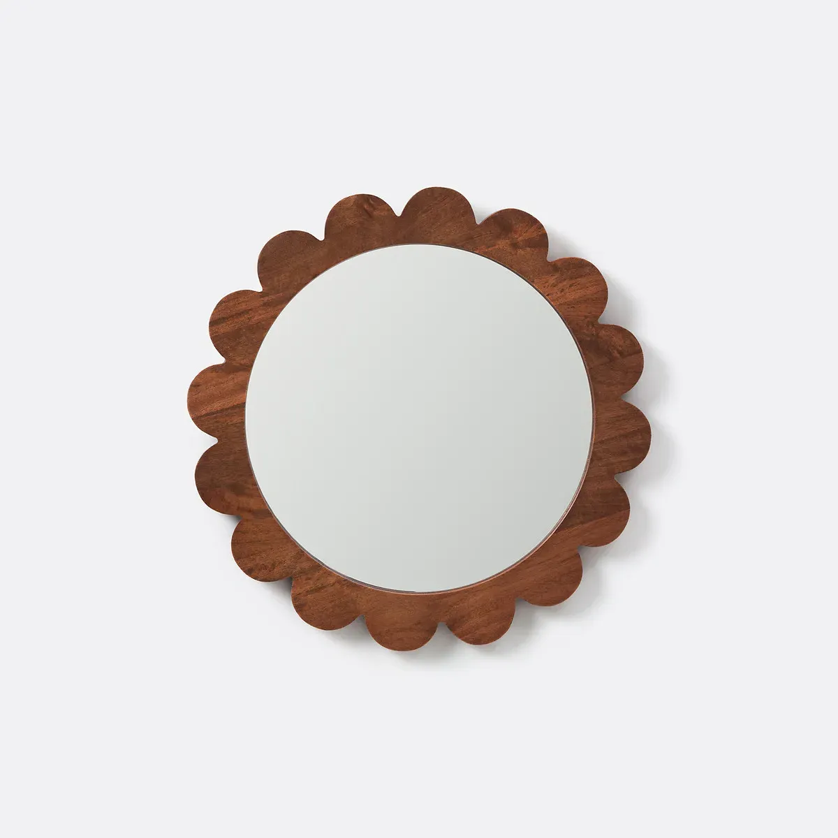 Fleora Round Wall Mirror - Dark Wood, Mango product