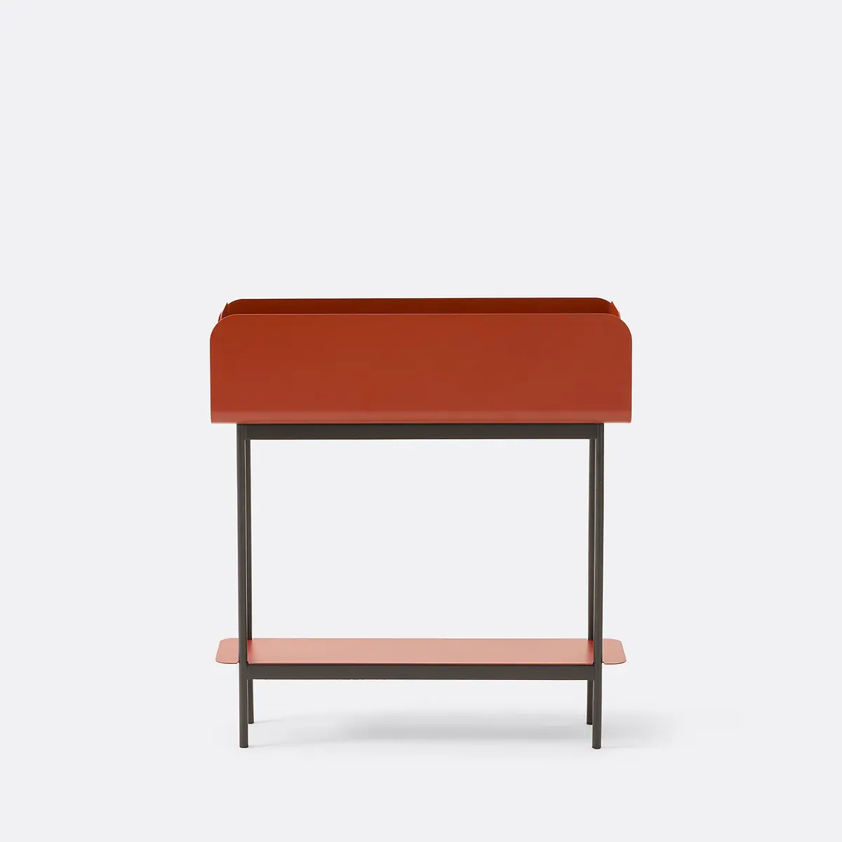 Fleury High Metal Planter with Shelf - Terracotta, Steel alternate view