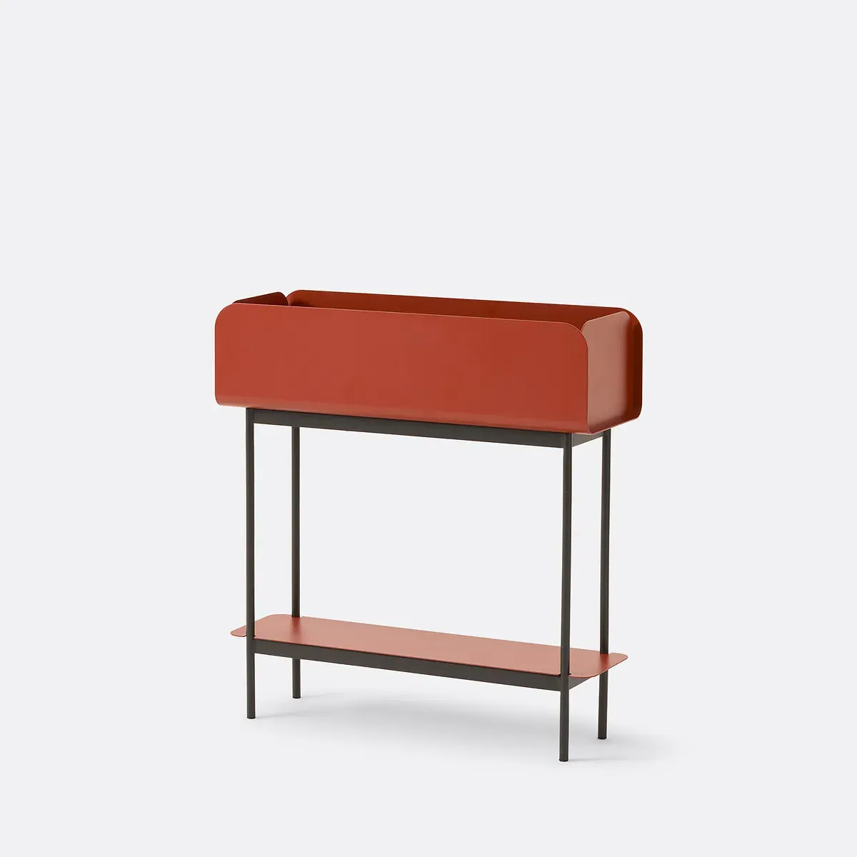 Fleury High Metal Planter with Shelf - Terracotta, Steel product