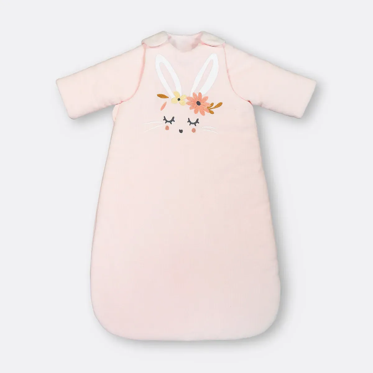 Floral Rabbit Winter Sleeping Bag - Pink Print, Velour product