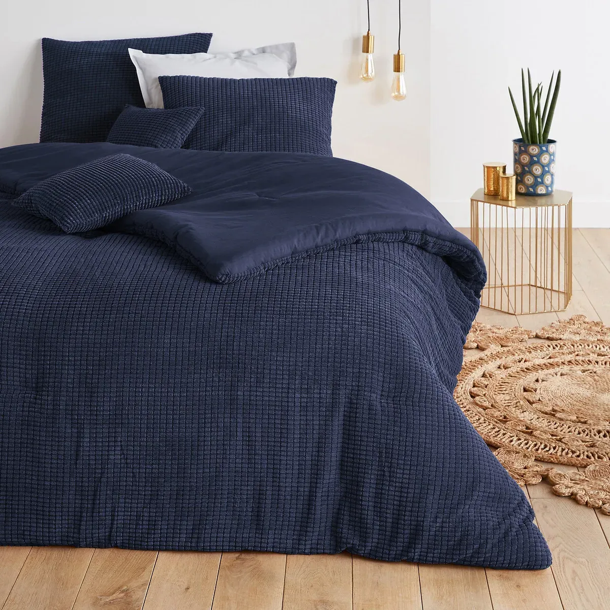 Fluffy 65x65cm Textured Cushion Cover - Navy Blue alternate view