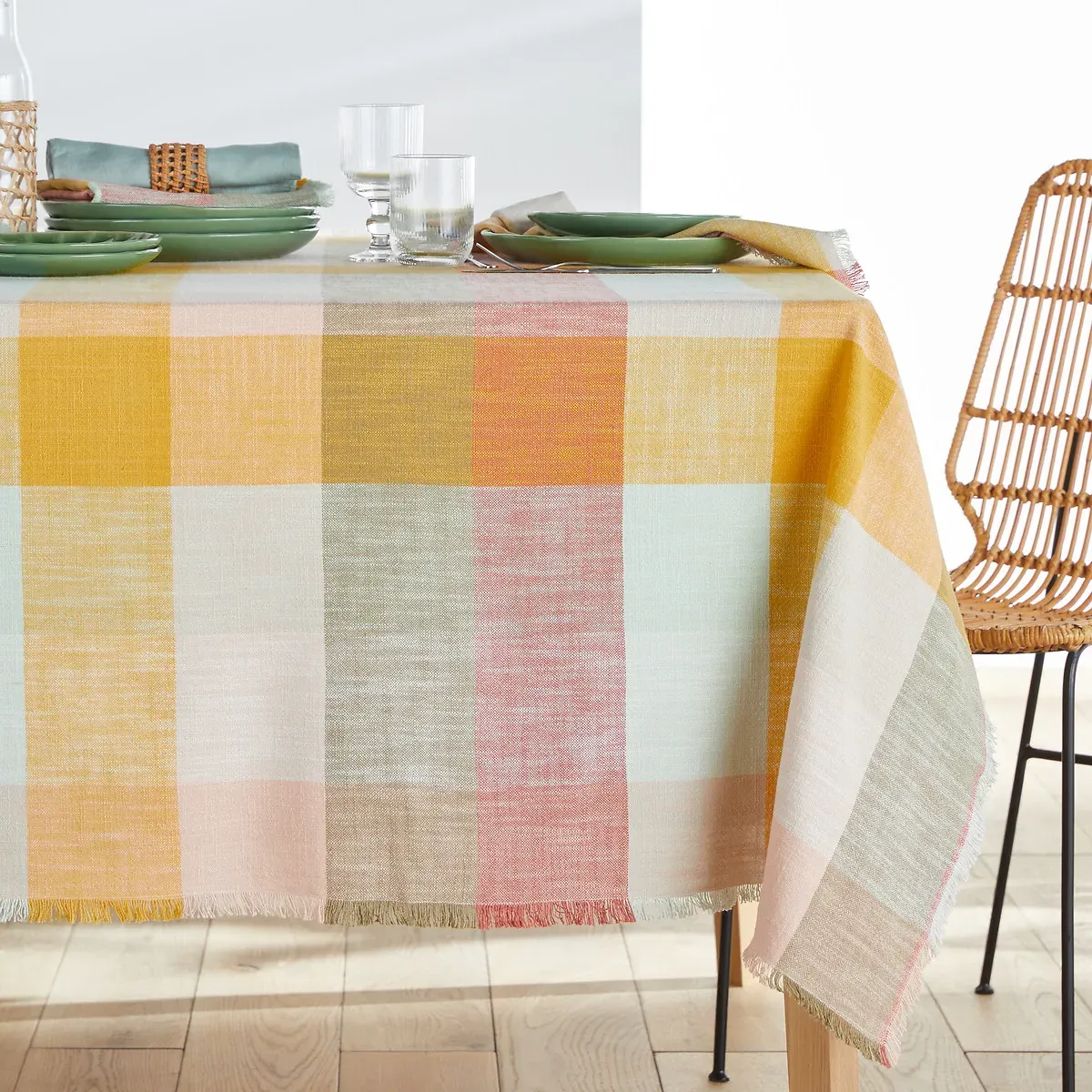 Formia Woven Check Cotton Tablecloth - Multi-Coloured product