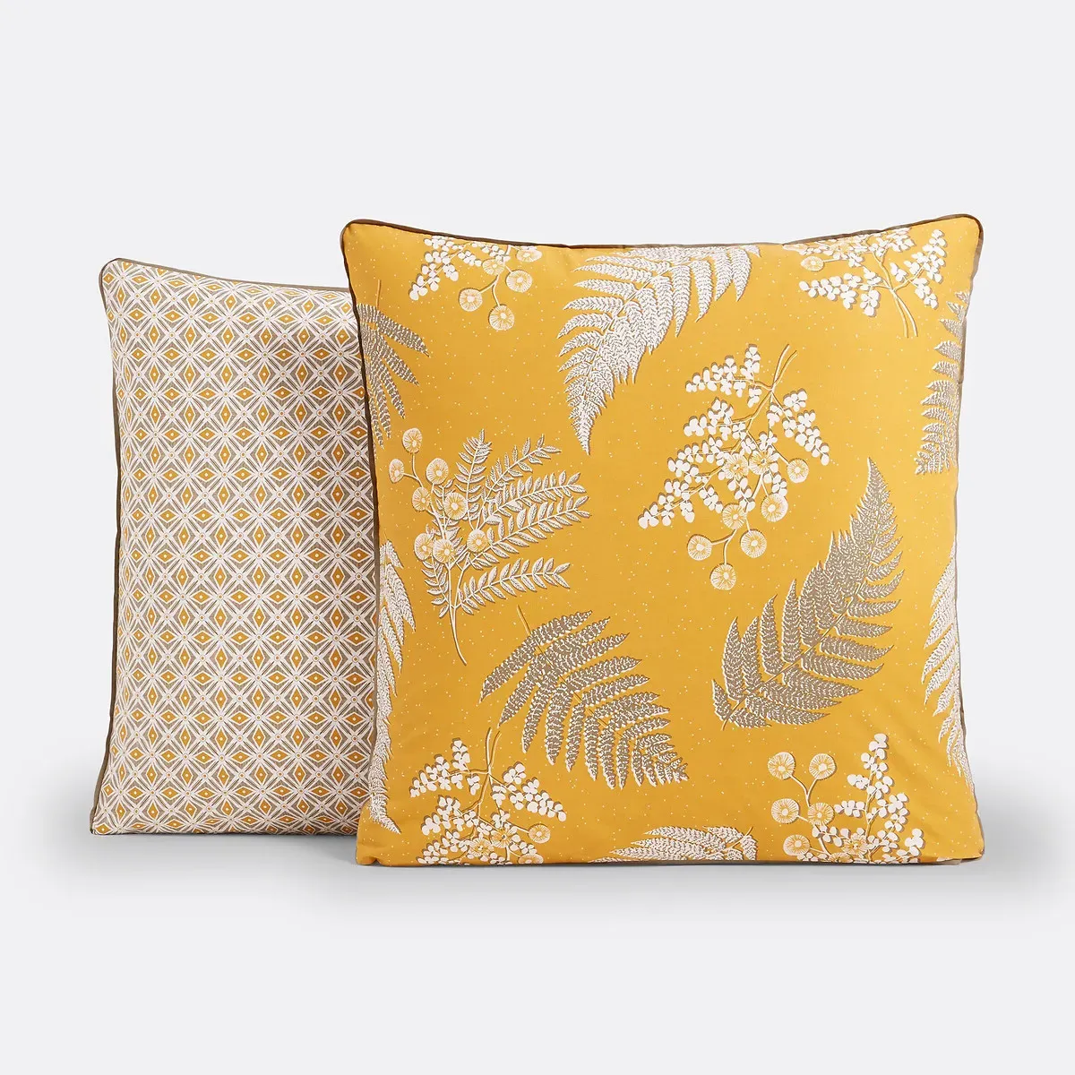 Fougère Cotton Percale Pillowcase - Mustard Print alternate view