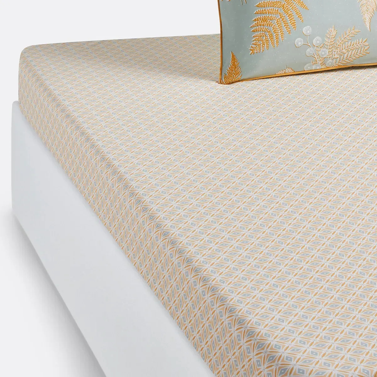 Fougère Graphic Fitted Sheet - Yellow Print, Cotton Percale product