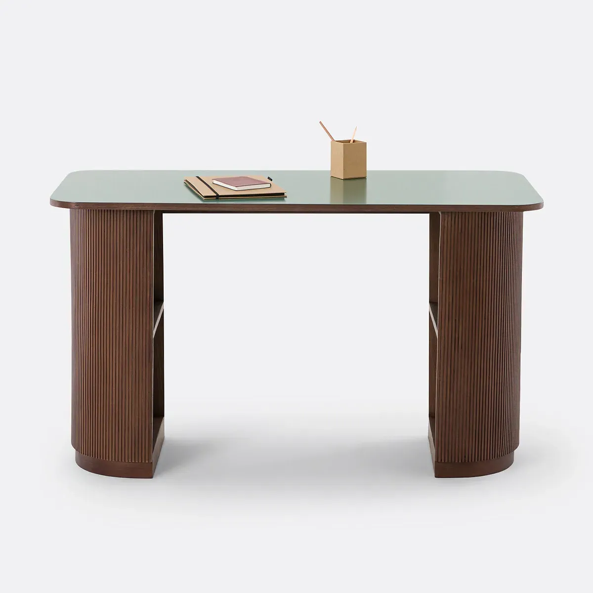 Fratti Desk with 4 Storage Compartments - Green, Lacquered MDF alternate view