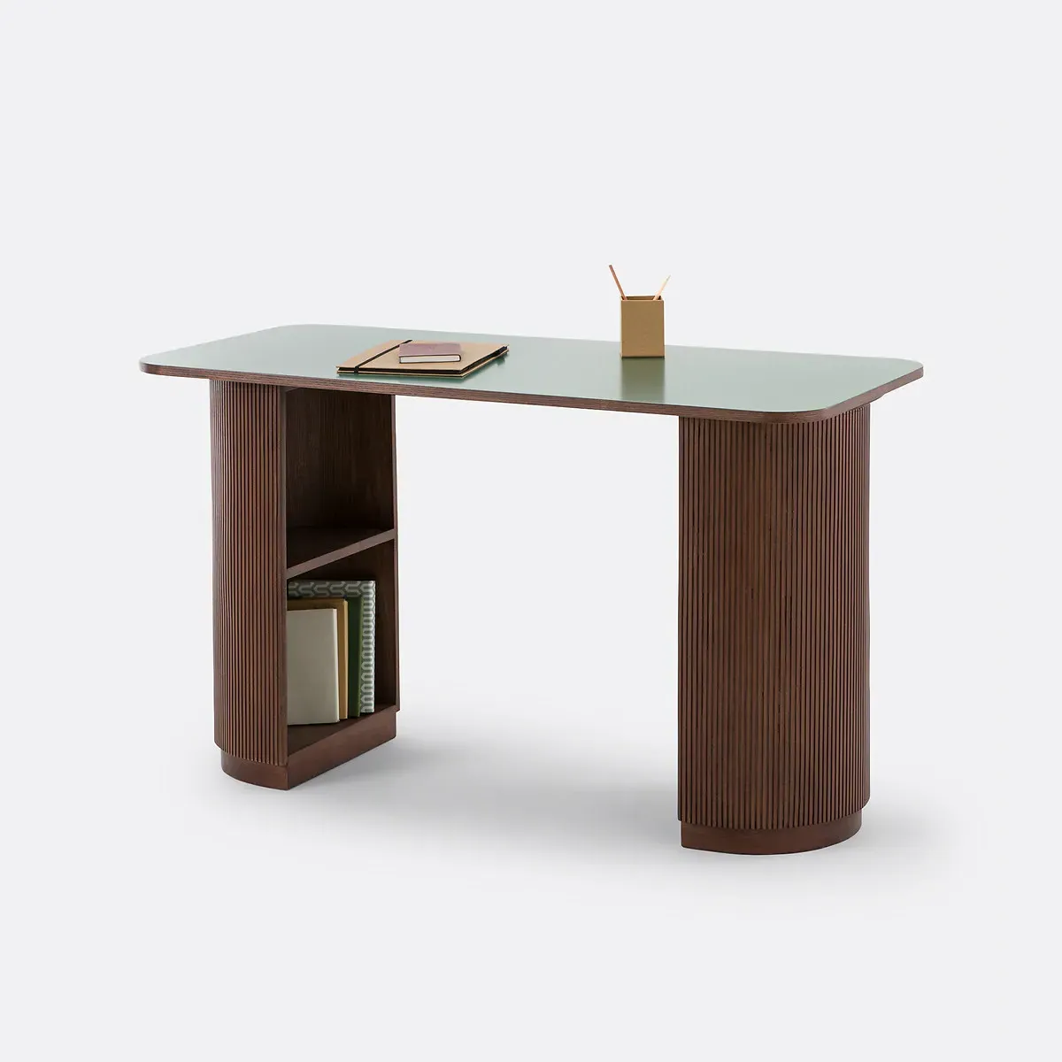 Fratti Desk with 4 Storage Compartments - Green, Lacquered MDF product