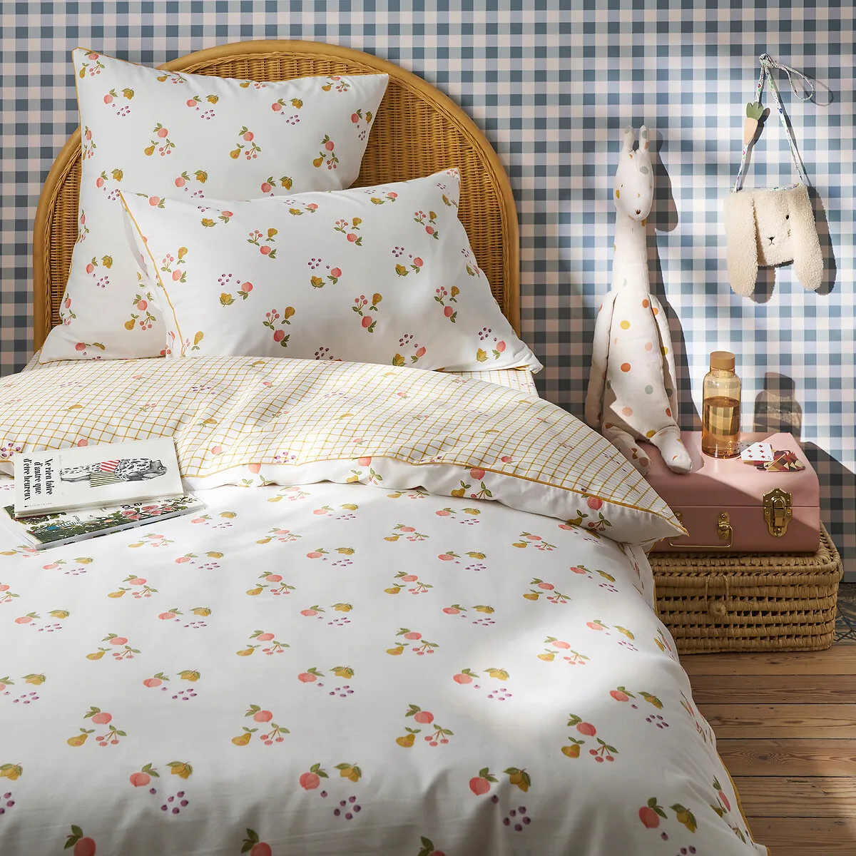 Fruit Print Double Duvet Cover - Lilac, Recycled Cotton alternate view