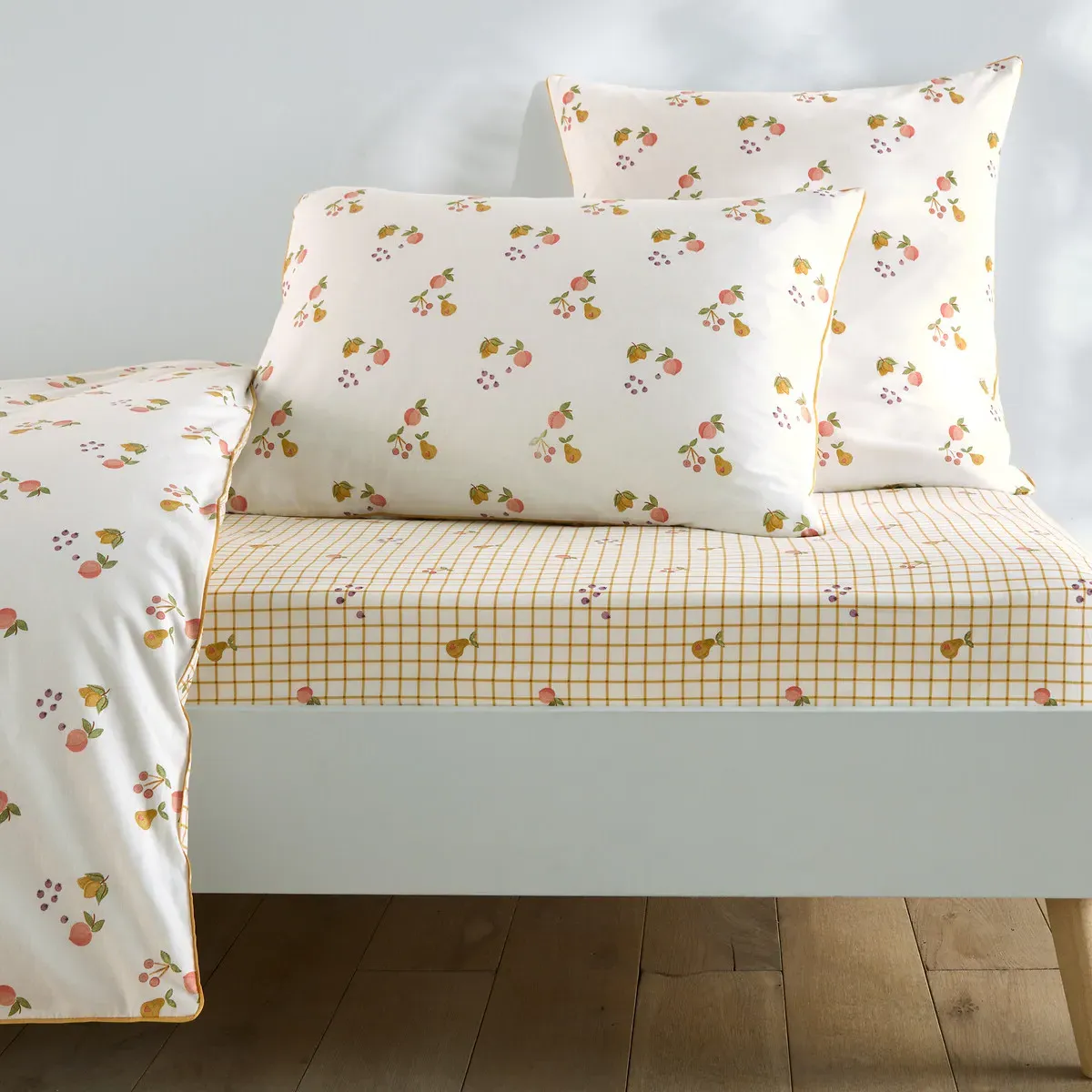 Fruit Print Single Fitted Sheet 25cm Flap - Lilac, Recycled Cotton product