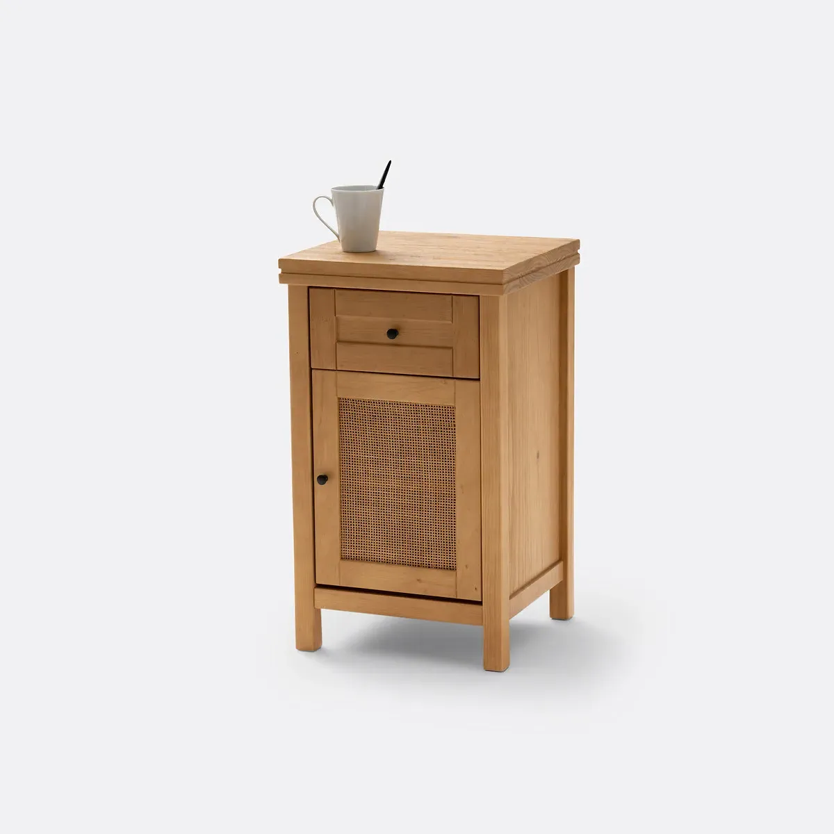 Gabin Bedside Table with 1 Drawer & Cane Cupboard - Natural, Oak product