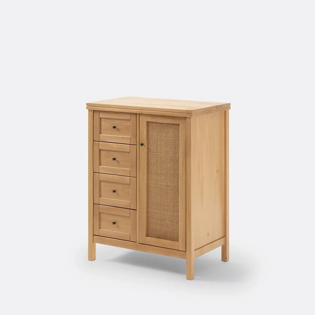 Gabin Dresser with 1 Cupboard and 4 Drawers - Natural, Solid Pine alternate view