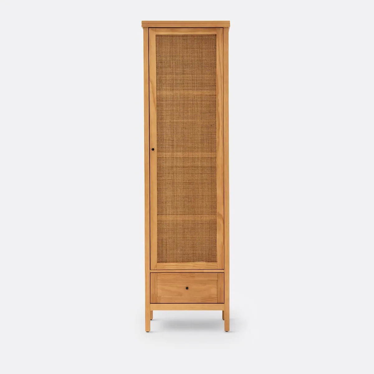 Gabin Single Wardrobe with Drawer - Natural, Pine & Rattan alternate view