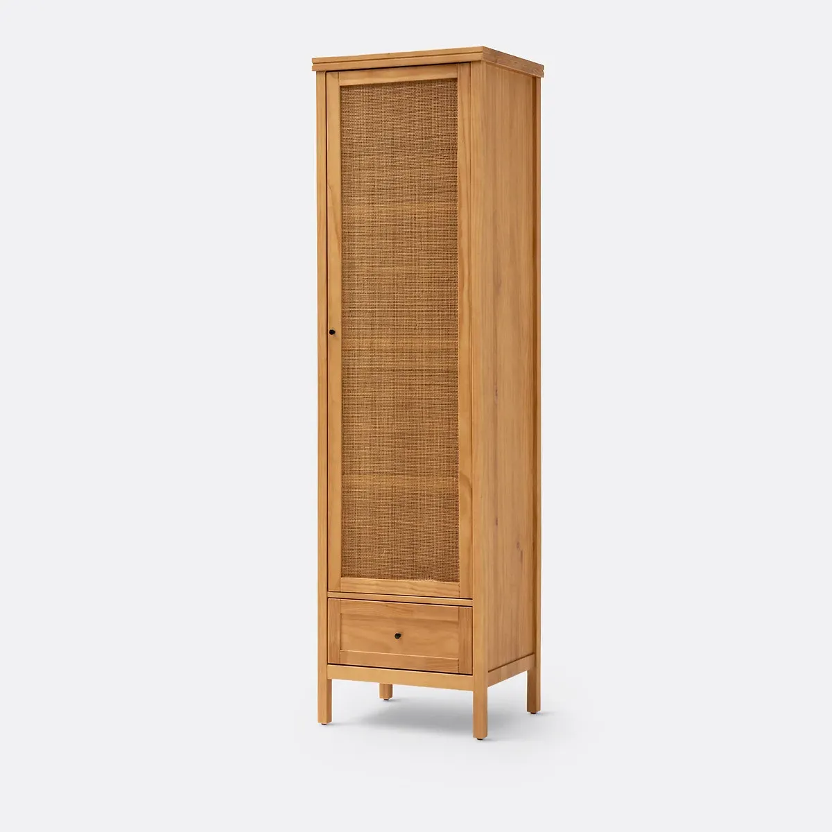 Gabin Single Wardrobe with Drawer - Natural, Pine & Rattan product