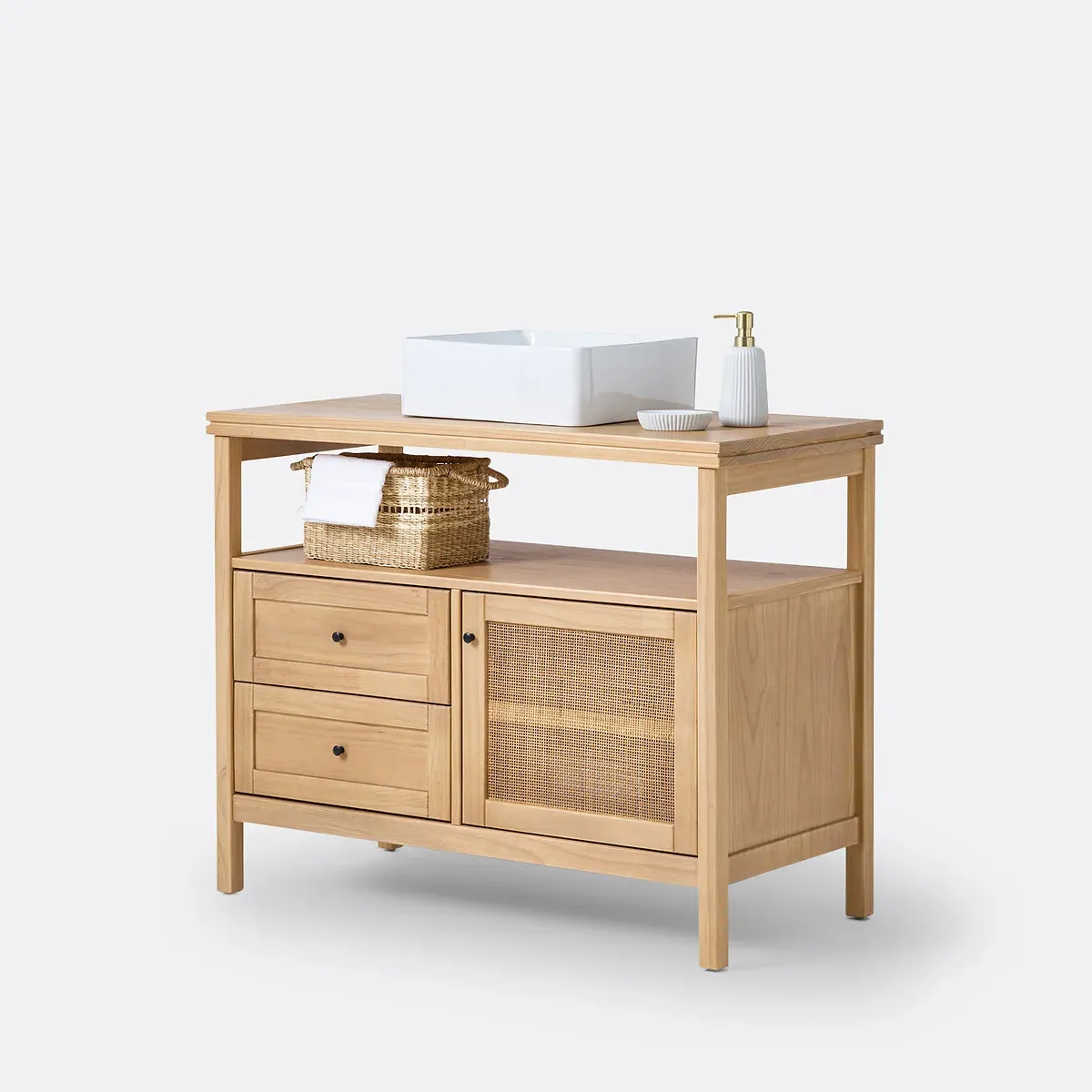 Gabin W100cm Vanity Unit - Natural, Pine and Cane product