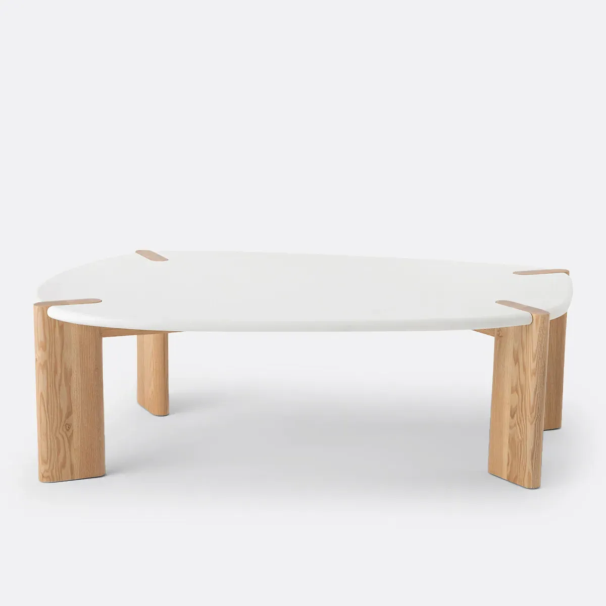 Galet Organic Shape Coffee Table - White, Beech alternate view