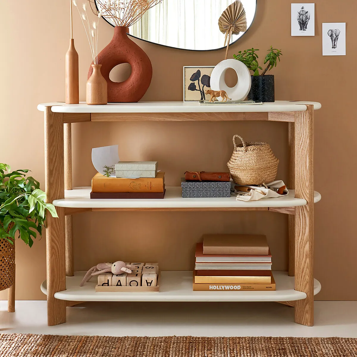 Galet Organically Shaped Console Table - White, Ash alternate view