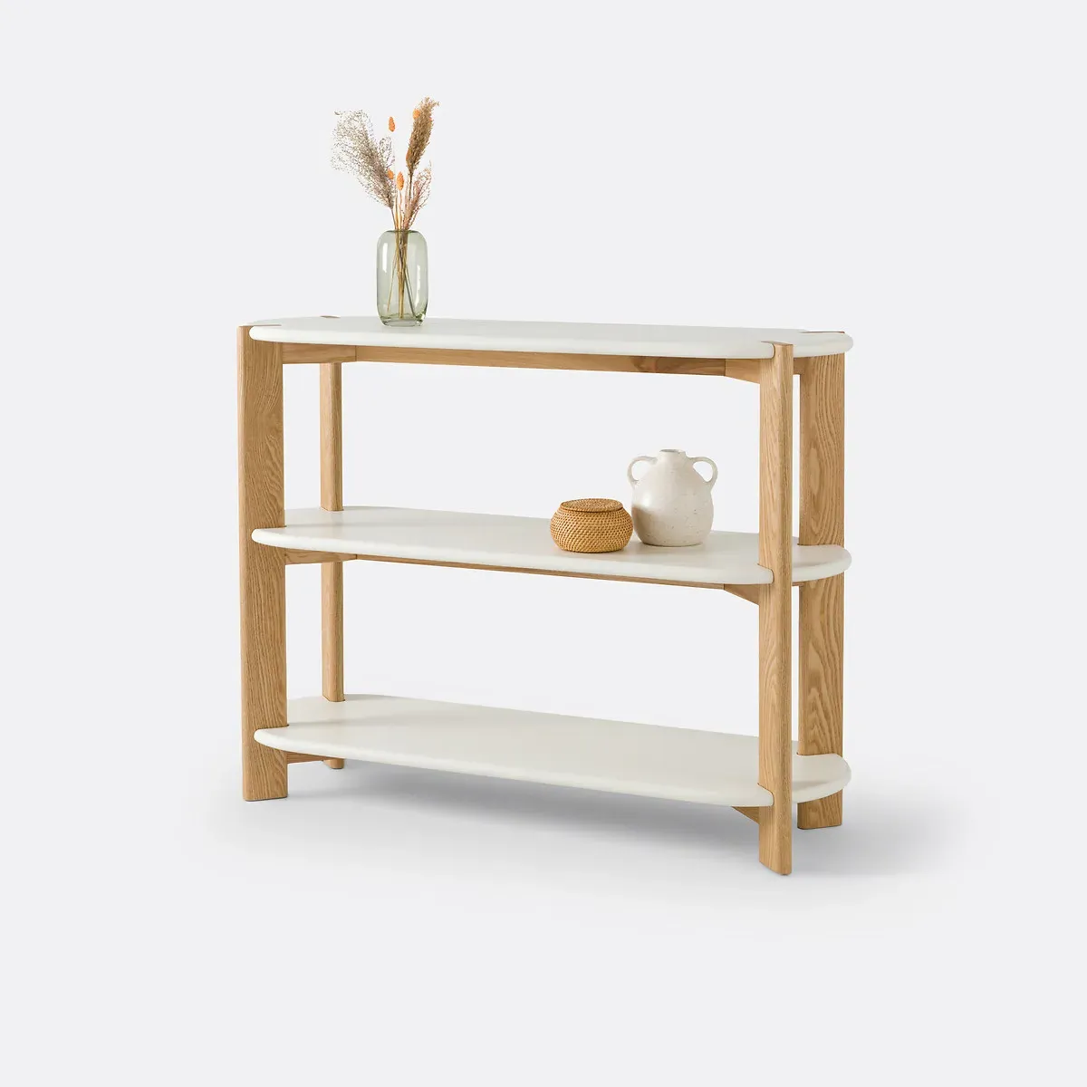 Galet Organically Shaped Console Table - White, Ash product