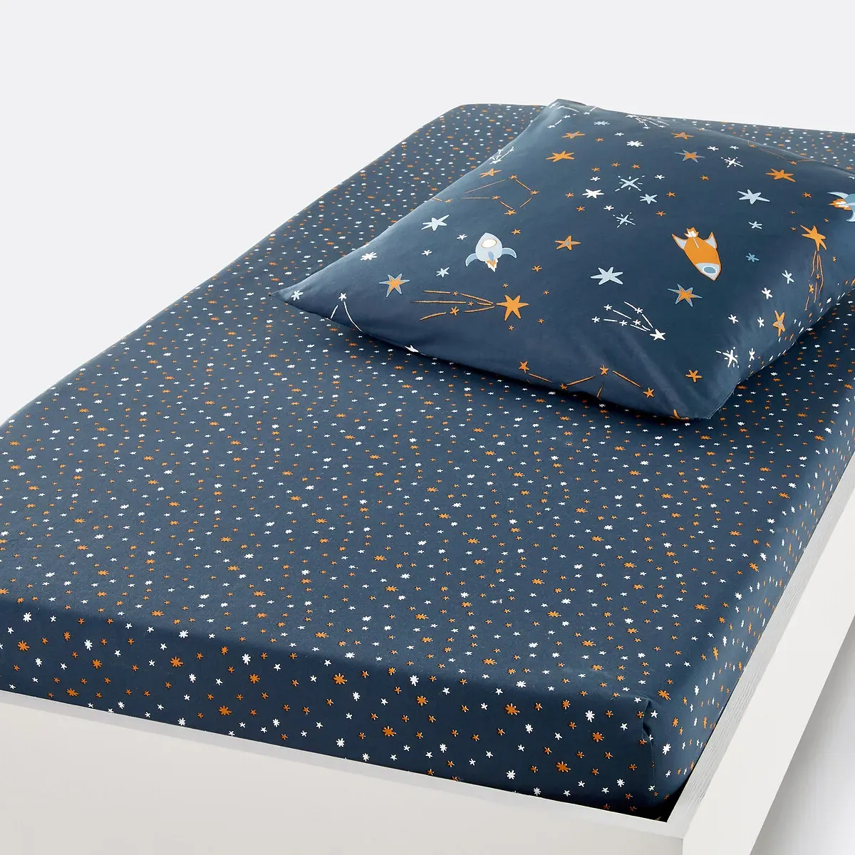 Gaston Cotton Fitted Sheet - Blue Print product